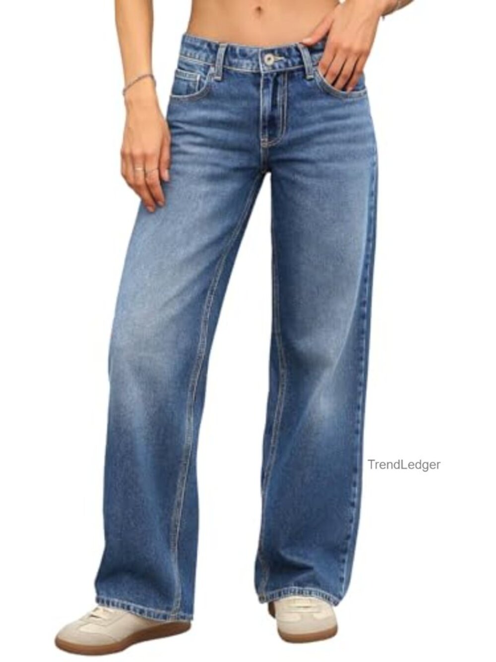 ELLEVEN Low Rise Baggy Jeans Women Straight Leg Cotton Denim Pants Y2K